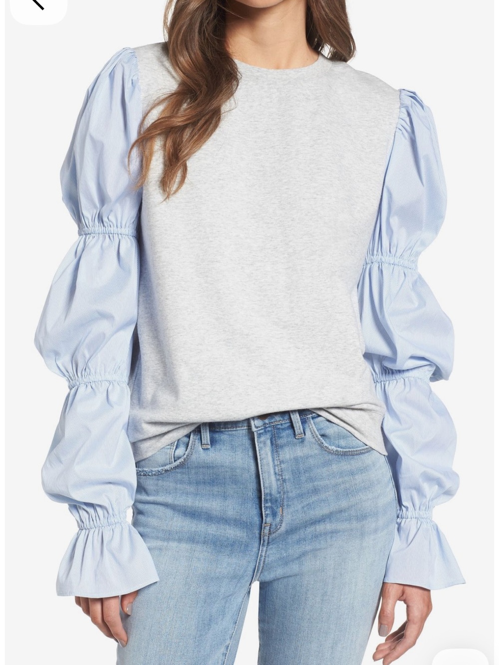 Treasure & Bond x Something Navy Poplin Sleeve Sweatshirt